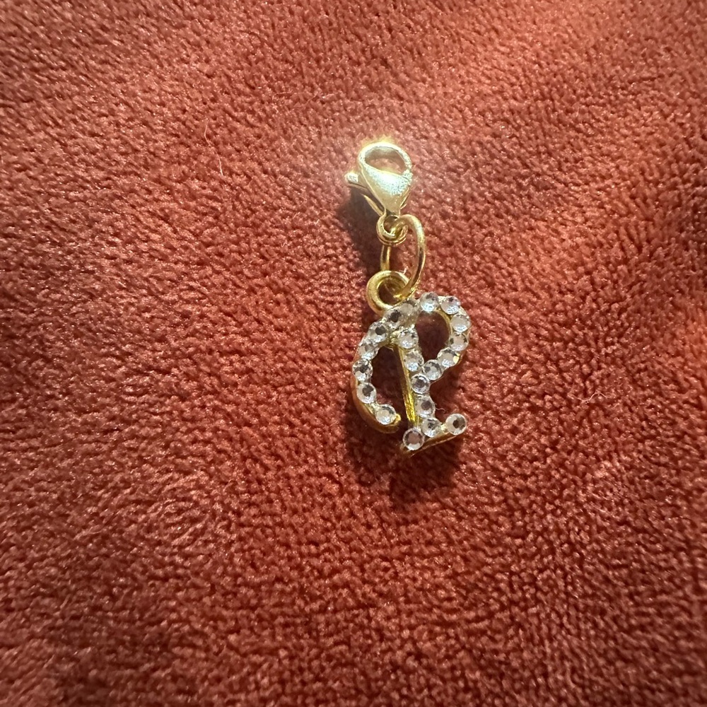 Gold Plated Swarovski Crystal Letter “P” Charm for customizing